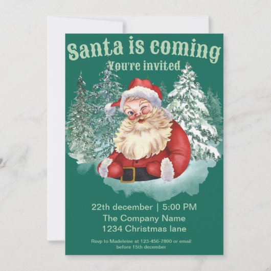 Corporate Christmas Party uitnodiging Santa Waterc (Voorkant)