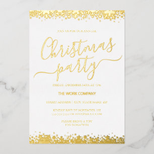 Corporate Christmas Party Wit Goud Sneeuwvlok Folie Uitnodiging