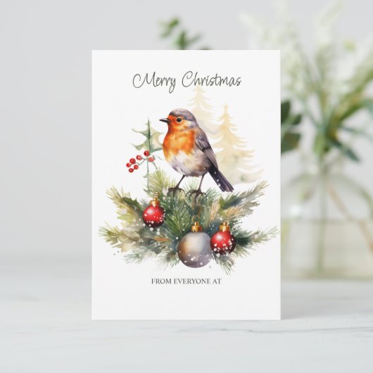 Corporate Christmas Red Robin Kaart (Staand voorkant)