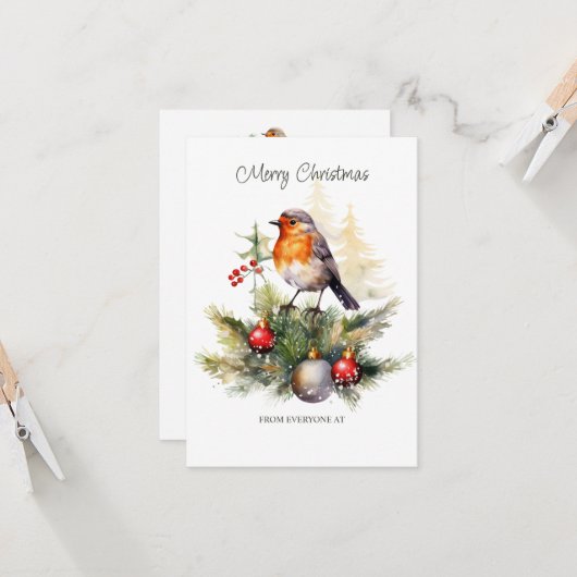 Corporate Christmas Red Robin Kaart (Voorkant / Achterkant in situ)