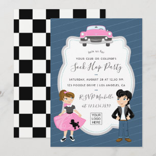 Corporate/Club/College/School Sock Hop Retro Party Kaart