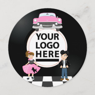 Corporate/Club/College/School Sock Hop Retro Party Kaart