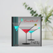 Corporate Cocktail Party Drink Martini Blue Red Kaart (Staand voorkant)