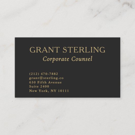 Corporate Counsel Minimal Black Gold QR-code Visitekaartje (Voorkant)