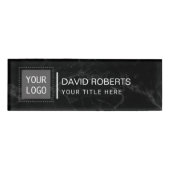 Corporate Custom Logo Modern Dark Marble Naambadge (Voorkant)