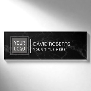 Corporate Custom Logo Modern Dark Marble Naambadge