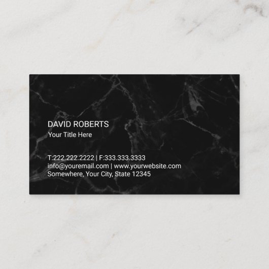 Corporate Custom Logo Modern Dark Marble Visitekaartje (Achterkant)