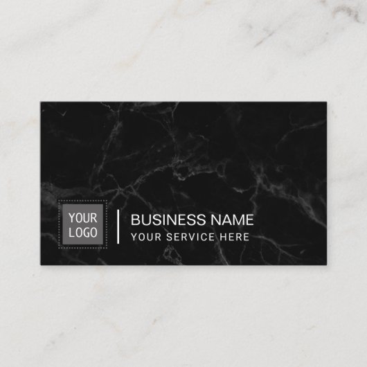Corporate Custom Logo Modern Dark Marble Visitekaartje (Voorkant)