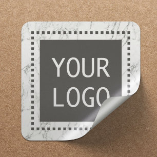 Corporate Custom Logo Modern White Marble Vierkante Sticker