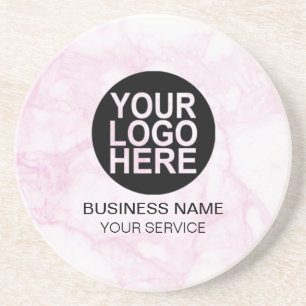 Corporate Custom Logo Modern White/Roze marmer Zandsteen Onderzetter