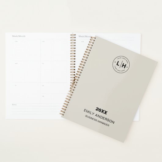 Corporate Custom Logo QR Neutral Beige Business Planner (Display)