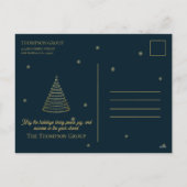 Corporate Donkergroen & Gouden Kerstboom Feestdagenkaart (Achterkant)