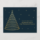 Corporate Donkergroen & Gouden Kerstboom Feestdagenkaart (Voorkant)