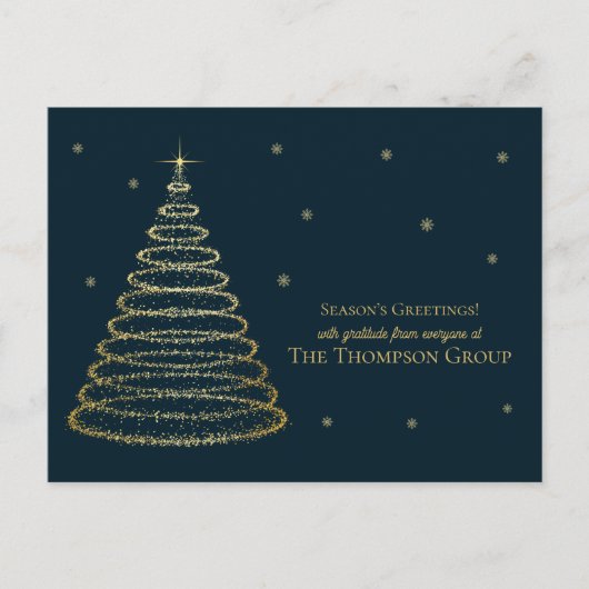 Corporate Donkergroen & Gouden Kerstboom Feestdagenkaart (Voorkant)