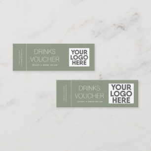 Corporate Drink Voucher Logo Sage Green Mini Kaart Visitekaartje