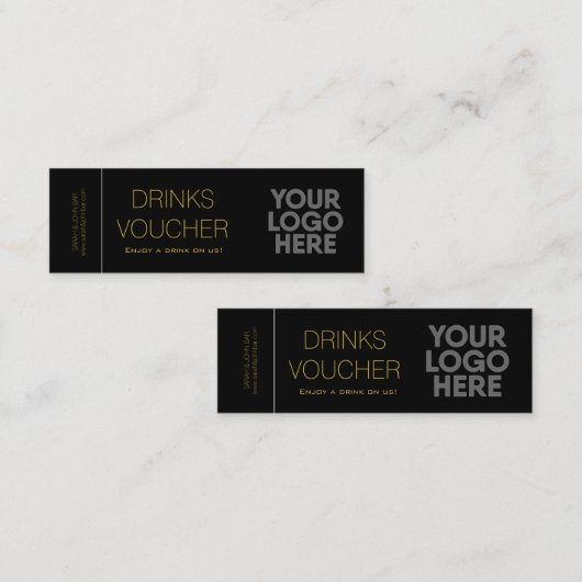 Corporate Drink Voucher Logo Zwart Goud Mini Kaart Mini Visitekaartje (Voorkant / Achterkant)