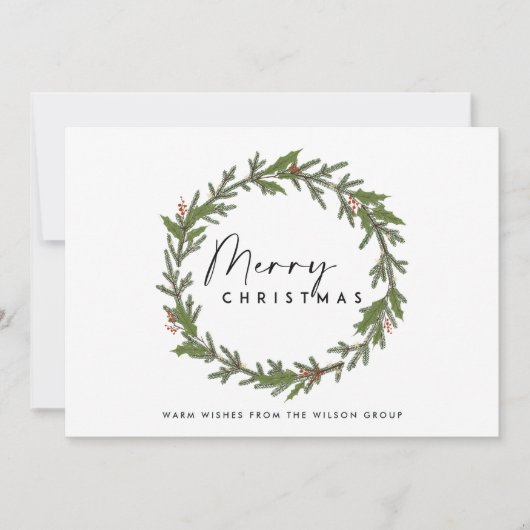 CORPORATE ELEGANT HOLLY BERRY WREATH CHRISTMAS FEESTDAGENKAART (Voorkant)