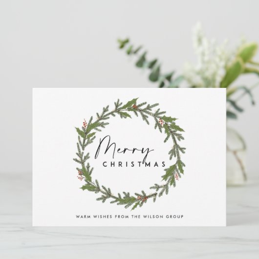 CORPORATE ELEGANT HOLLY BERRY WREATH CHRISTMAS FEESTDAGENKAART (Staand voorkant)