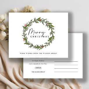 CORPORATE ELEGANT HOLLY BERRY WREATH CHRISTMAS FEESTDAGENKAART