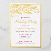 Corporate Elegant Red Botanical Holiday Party Gold Folie Uitnodiging (Voorkant)
