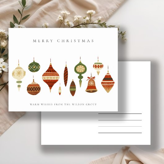 CORPORATE ELEGANT RED GREEN CHRISTMAS ORNAMENS FEESTDAGENKAART