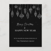 Corporate Elegant Zwart Wit Kerstmis Nieuwjaar Feestdagenkaart (Voorkant)