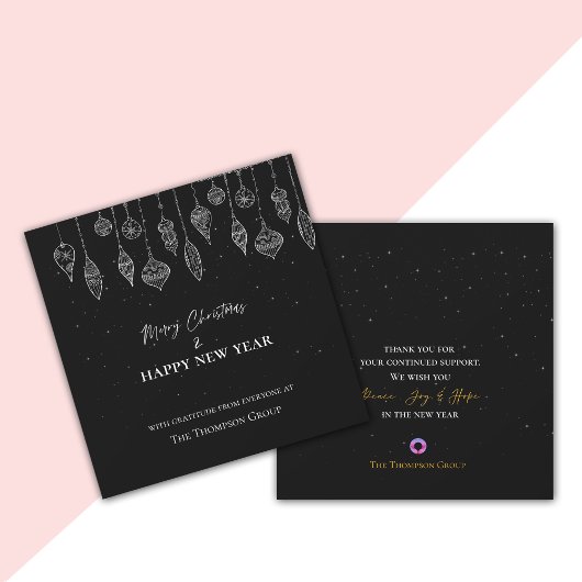 Corporate Elegant Zwart Wit Kerstmis Nieuwjaar Feestdagenkaart