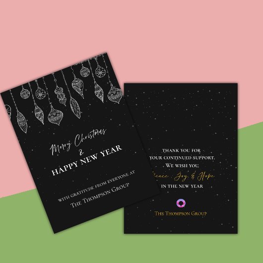 Corporate Elegant Zwart Wit Kerstmis Nieuwjaar Feestdagenkaart