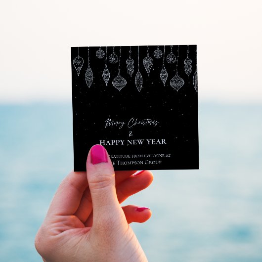 Corporate Elegant Zwart Wit Kerstmis Nieuwjaar Vierkante Sticker