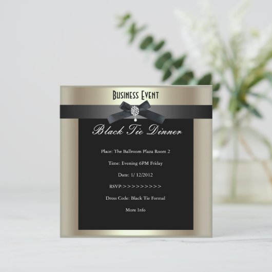 Corporate Event Formal Black Stropdas Champagne Kaart (Staand voorkant)