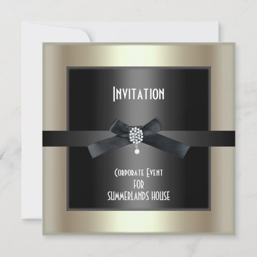 Corporate Event Formal Black Stropdas Champagne Kaart (Achterkant)