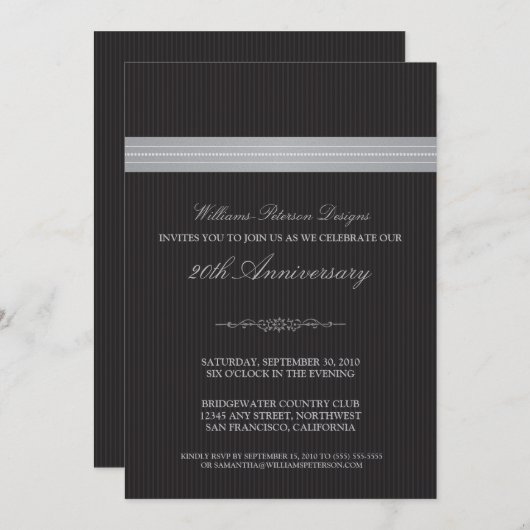 Corporate Event Ribbon Invitation (zilver) Kaart (Voorkant / Achterkant)