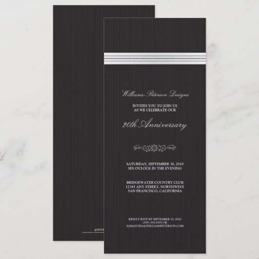 Corporate Event Ribbon Invitation (zwart-wit) Kaart (Voorkant / Achterkant)
