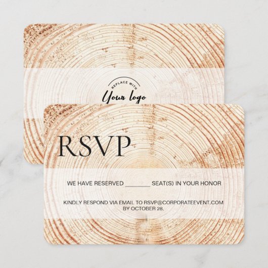 Corporate event Rustiek Hout RSVP gereserveerde zi Kaartje (Voorkant / Achterkant)