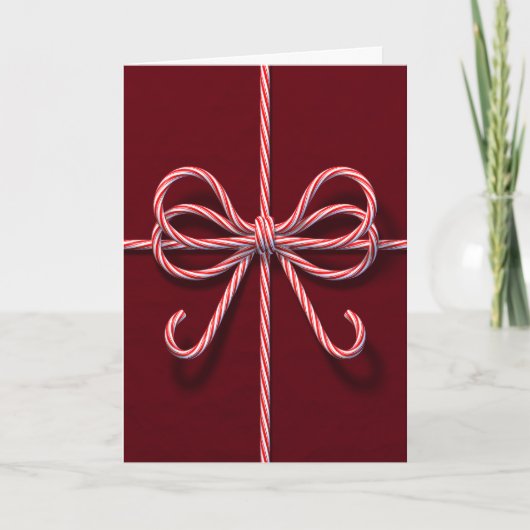 Corporate Folded Holiday Card met Candy Cane Bow Feestdagen Kaart (Voorkant)
