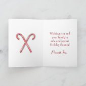 Corporate Folded Holiday Card met Candy Cane Bow Feestdagen Kaart (Binnen)
