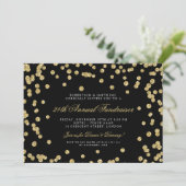 Corporate Fundraiser Dinner Gold Confetti Black Kaart (Staand voorkant)