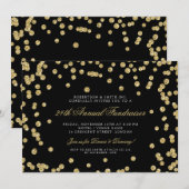 Corporate Fundraiser Dinner Gold Confetti Black Kaart (Voorkant / Achterkant)