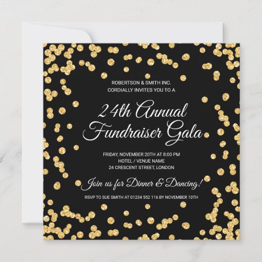 Corporate Fundraiser Gold Glitter Confetti Black (Voorkant)