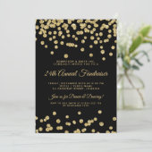 Corporate Fundraiser Gold Glitter Confetti Black Kaart (Staand voorkant)