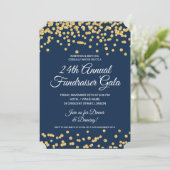 Corporate Fundraiser Gold Glitter Confetti Navy Kaart (Staand voorkant)