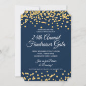 Corporate Fundraiser Gold Glitter Confetti Navy Kaart (Voorkant)