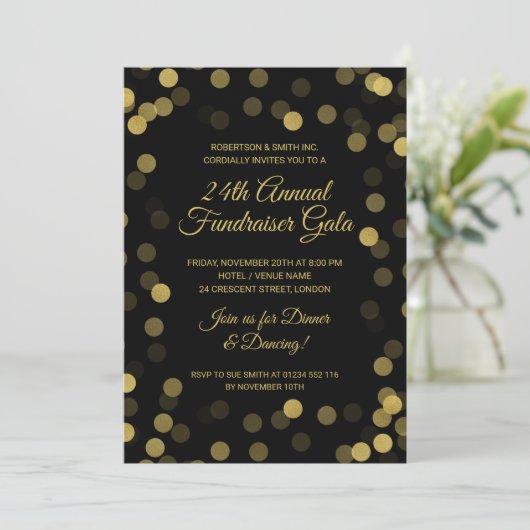Corporate Fundraiser Gold Glitter Stippen Black (Staand voorkant)