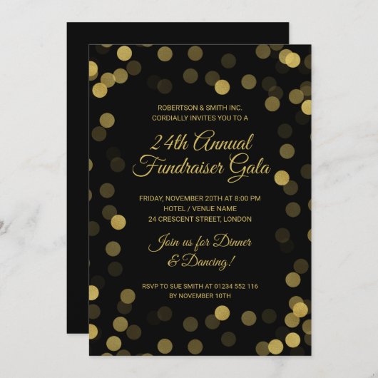 Corporate Fundraiser Gold Glitter Stippen Black (Voorkant / Achterkant)