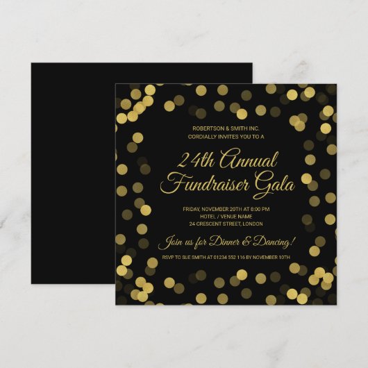 Corporate Fundraiser Gold Glitter Stippen Black (Voorkant / Achterkant)