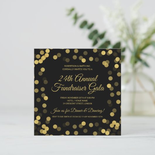 Corporate Fundraiser Gold Glitter Stippen Black (Staand voorkant)