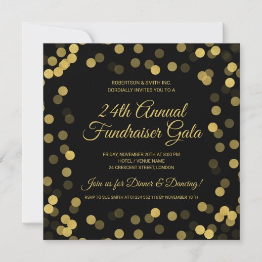Corporate Fundraiser Gold Glitter Stippen Black (Voorkant)