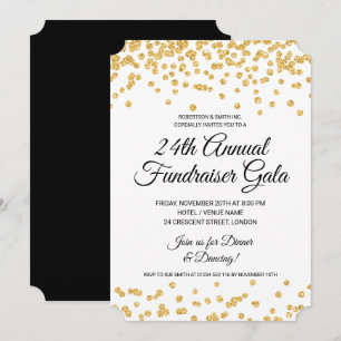 Corporate Fundraiser Party Gold Glitter Confetti Kaart