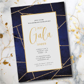 Corporate Gala Diner Elegant Blauw en Goud Kaart