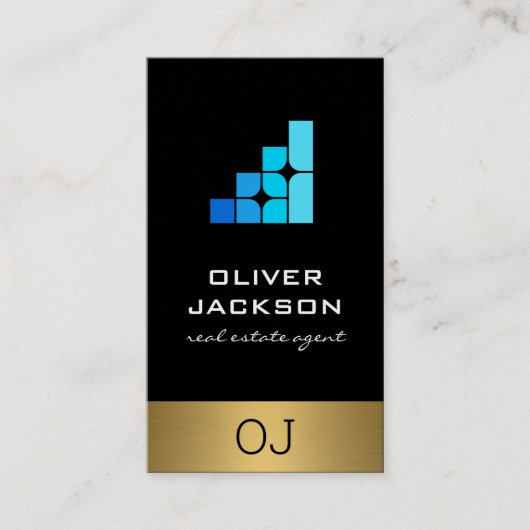 Corporate Geometric Blue Shapes Logo Visitekaartje (Voorkant)